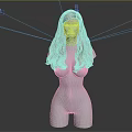 Detailed 3D Female Game Movie Character With Long Blonde Hair Bust