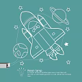 Space Theme Neon Lamp Combination With Rocket Planets And Stars