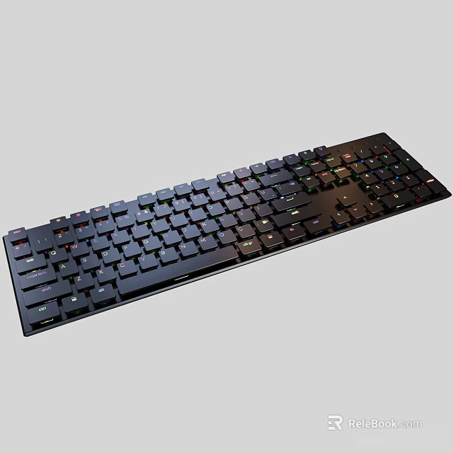 Black Mechanical Keyboard With RGB Backlit Keys And Full Size Layout 3d model 