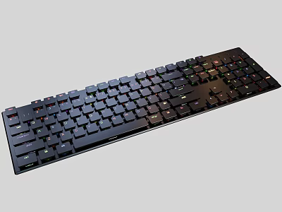 Black Mechanical Keyboard With RGB Backlit Keys And Full Size Layout 3d model