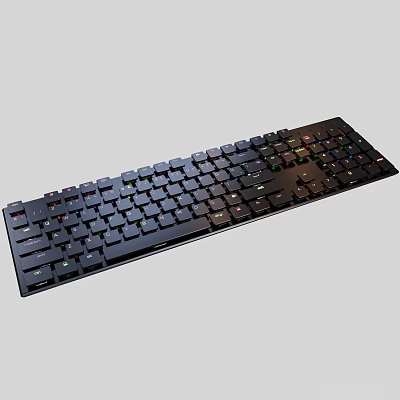 Black Mechanical Keyboard With RGB Backlit Keys And Full Size Layout 3d model