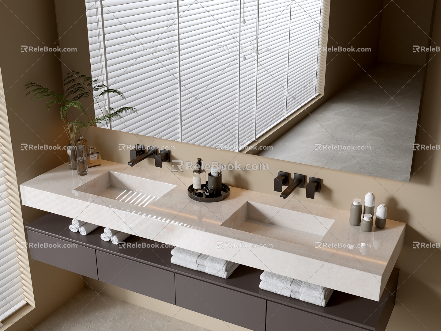 Modern Bathroom Cabinet Bathroom Counter Basin Bathroom Decoration Mirror Cabinet Sink 3d model