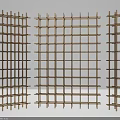 Three Stylish Wooden Lattice Room Dividers With Grid Design For Home Interior Decoration