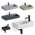 Stylish Modern Rectangular Washbasin Designs In Various Colors With Black Faucets 3d model