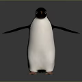 Penguin Character Standing With Outstretched Wings Black White Plumage And Orange Feet On Gray Background