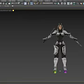 Armored Game Character With Dual Weapons Silver Black Armor And Colorful Soles