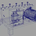Mechanical Industrial Equipment With Control Box Warning Sign Electric Motor And Metal Stand
