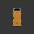 Yellow Street Sweeper Truck with Red Warning Lights Red Brushes and Green Recycling Logo