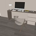 Modern desk and chair combination computer desk computer desk book headset desk lamp reading lamp 3d model