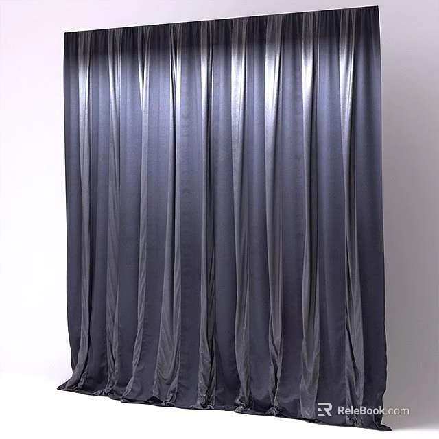Dark Gray Curtain With Soft Silky Fabric And Elegant Drape For Home Decor 3d model 