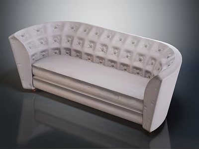 Elegant Curved Multi seat Sofa With Tufted Velvet Upholstery Design 3d model