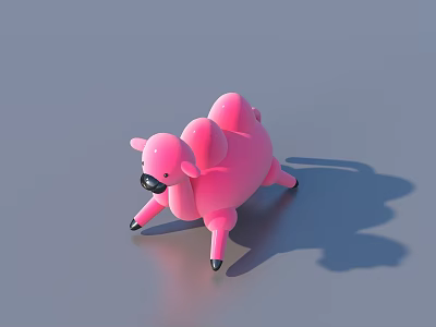 Cute Pink Sheep Stuffed Toy 3D Rendered With Soft Texture And Black Hooves 3d model