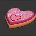 Heart Shaped Cookie With Pink Icing Love Lettering And Red Heart Design