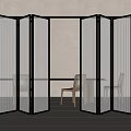 Modern Black Frame Transparent Glass Folding Doors for Interior Space Partition 3d model