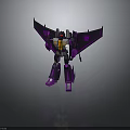 Detailed Purple Transformer Robot Action Figure With Mechanical Wings And Weapon