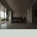 Modern Homestay Guest Room Interior With King Bed Decorative Painting And Large Window