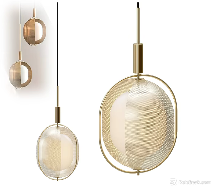 Modern Chandelier Design For Home Interior With Metal Frame Round Shade 3d model 