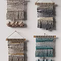 Decorative Woven Wall Hangings With Different Textured Patterns And Tassels 3d model