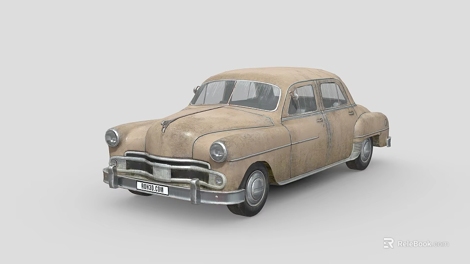 Classic Vintage Car With Weathered Brown Exterior And Retro Sedan Design 3d model 