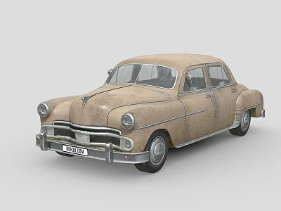 Classic Vintage Car With Weathered Brown Exterior And Retro Sedan Design 3d model