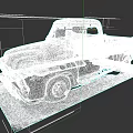 Vintage White Worn Pickup Truck Parked On Gray Concrete Ground