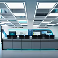 Modern High Tech Monitoring Room With Control Desk Multiple Screens And Data Monitoring Equipment