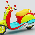 Colorful Toy Scooter with Yellow Red Blue Body Cute Design and Comfortable Seat for Kids
