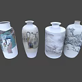 Traditional Chinese Ceramic Vases with Figures Landscape and Plum Blossom Patterns
