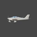 Small White Airplane With Single Propeller Two Seats And Straight Wings