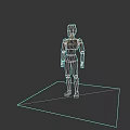 Mannequin Figure in Pink Standing on White Platform with Black Background
