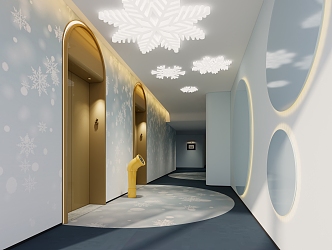 hotel porch aisle guest room aisle guest room aisle hotel elevator hall club elevator hall ice and snow theme hotel 3d model