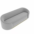 Modern Light Gray Fabric Two Seater Sofa With Gold Base And Rounded Design 3d model