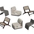 Modern Accent Chairs With Striped Patterns Wooden Frames And Upholstered Seats 3d model
