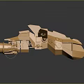 Golden Futuristic Spacecraft Model With Advanced Aerospace Design And Metallic Structure