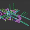 Industrial Equipment Metal Piping System Featuring Multiple Connectors Supports And Industrial Applications