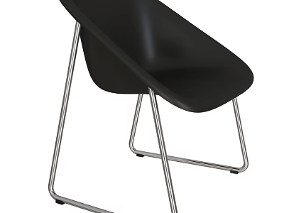 Modern Minimalist Leisure Chair With Black Seat And Silver Metal Frame 3d model