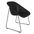 Modern Minimalist Leisure Chair With Black Seat And Silver Metal Frame