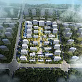 Aerial Planning of Modern Residential Community With Buildings Layout Green Spaces and Road Networks