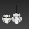 Elegant Modern Chandelier Design With Transparent Glass Globes And Metal Frame