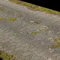 Road Infrastructure With Hexagonal Paving Stones And Moss Growth On Surface 3d model
