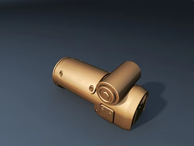 Golden Tactical Weapon With Compact Design Ergonomic Grip And Metallic Finish 3d model