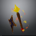 Enchanted Magic Wand With Shining Stars And Open Spell Book