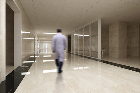 Modern aisle hospital corridor 3d model