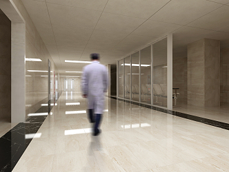 Modern aisle hospital corridor 3d model