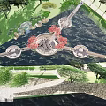 Waterfront Landscape Design With Lakeside Walkways Greenery And Circular Rest Areas