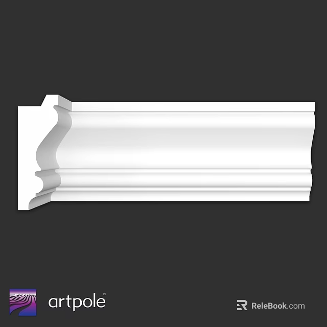 White Decorative Architectural Molding With Smooth Surface And Multi Layer Design 3d model 