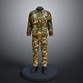 Military Camouflage Uniform Display With Jacket Pants And Mannequin Stand