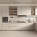 Modern Kitchen Interior With Light Colored Cabinets Built in Appliances And Countertop 3d model