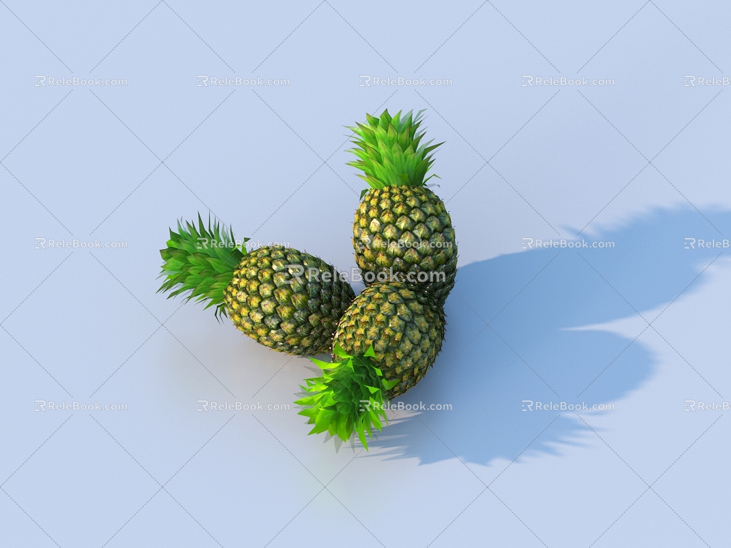 pineapple green pineapple fruit 3d model