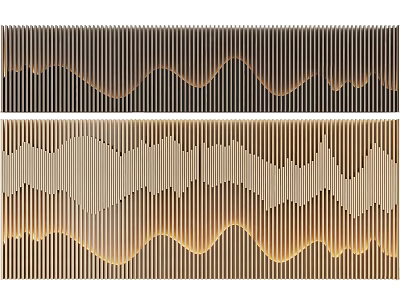Bedroom Accent Wall With Striped Wave Patterns And Gradient Tones 3d model